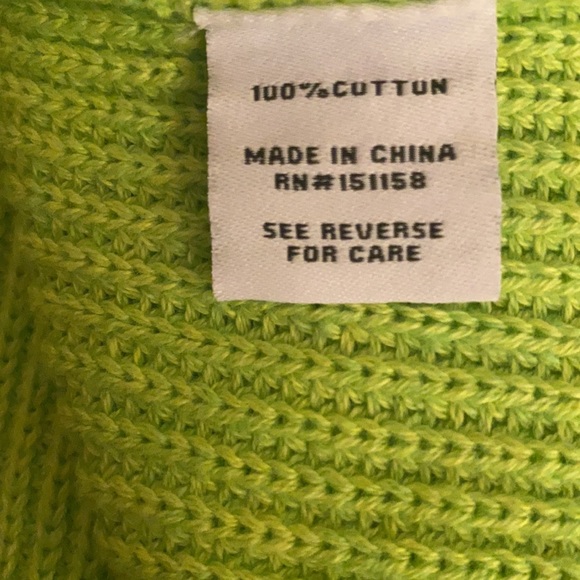 New 525 neon green ribbed knit cotton pullover sweater jumper - Picture 8 of 8